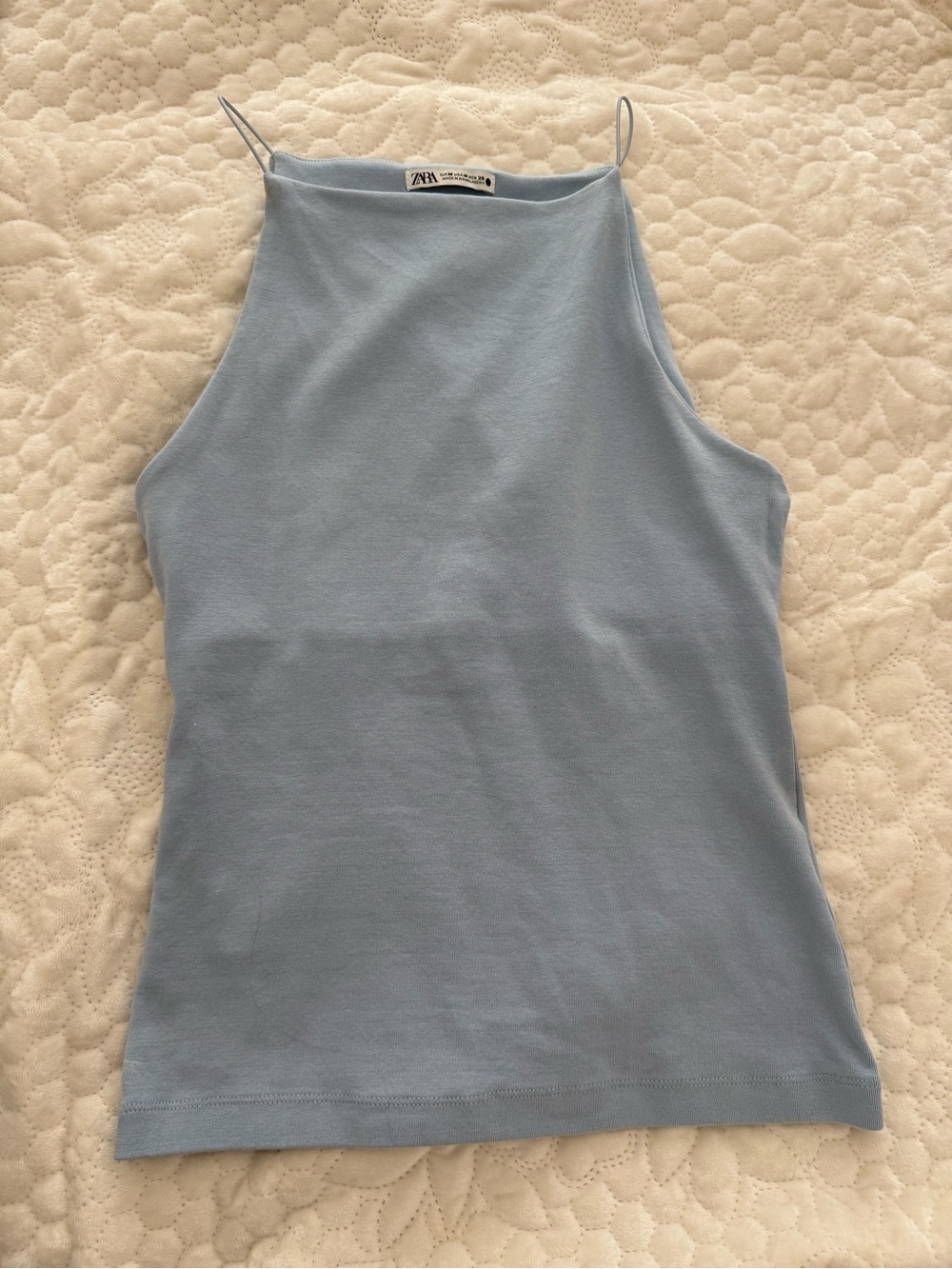 Zara Pale Blue High Neck Cami Top